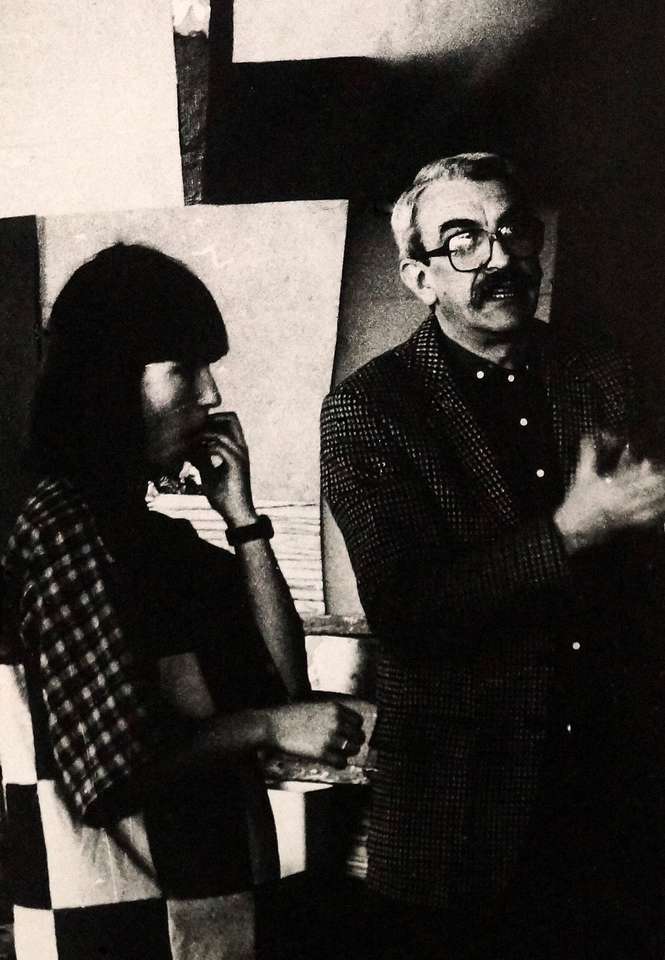 Korekta w pracowni prof. R. Hungera, fot. A.S. Wiśniewski Pierwsza publiczna prezentacja malarstwa - korekta w ASP, 1985