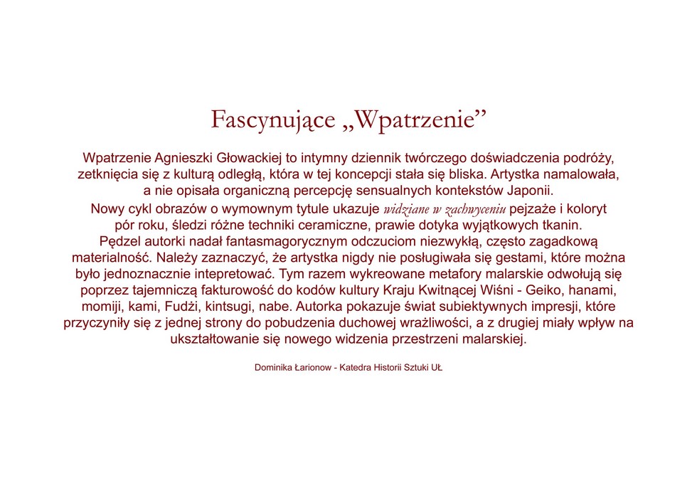 Wystawa WPATRZENIE, 2018, Galeria krótko i węzłowato, Łódź Wpatrzenie, 2018